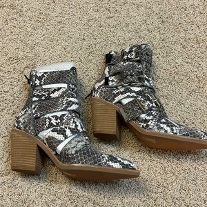 Brand new Jeffery Campbell snakeskin booties